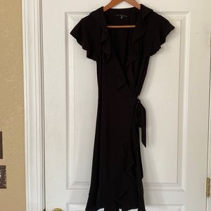 Black wrap ruffle dress